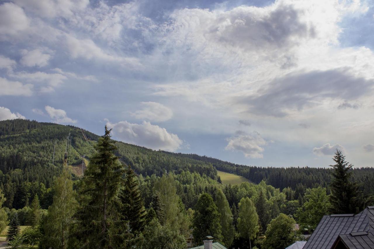 Enjoyharrachov - Atraktivni Slunny Klimatizovany Apartman 14 V Centru Harrachova Se Saunou, Parkovanim, Wifi-Wlan, Sat, Herni Konzoli, Pc S Win 10, Netflix Zdarma A Moznosti Dobijeni Auta S Jedinecnym Vyhledem Na Certovu Horu Se Skokanskymi Mustky Luaran gambar